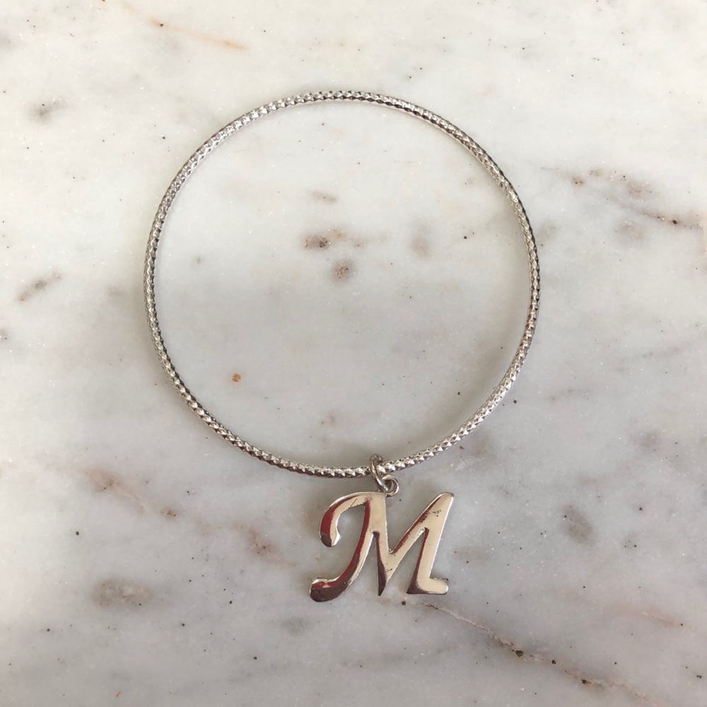 Letter M Charm Bangle